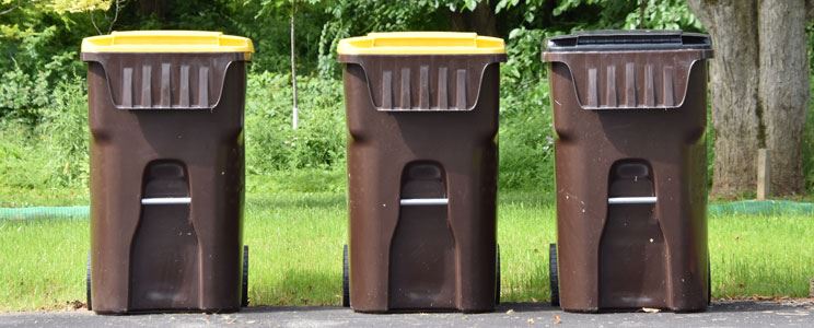 Three Recycling Cans on the Curb