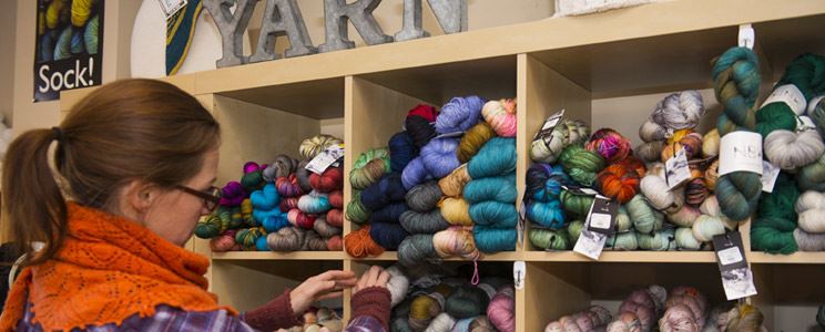 Woman Shopping at a Yarn Shop